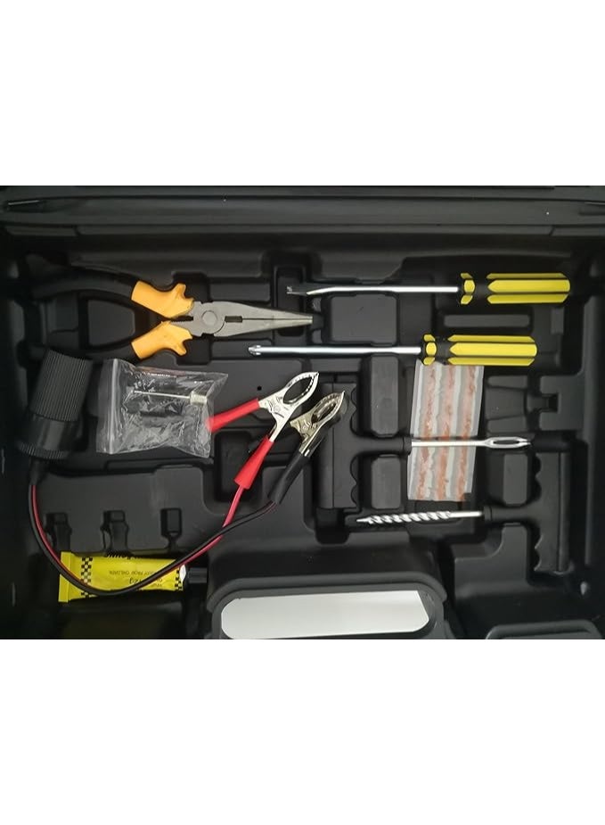 Heavy Duty 12V Dual Cylinder Air Compressor Kit - 85LPM High Capacity Tire Inflator with Professional Emergency Repair Tools and Hard Case - 3.15kg - Image 5